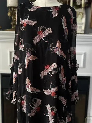 Francesca's Mi'ami Black Dress w/Bell Sleeves Shift Dress Size Medium thumbnail 1