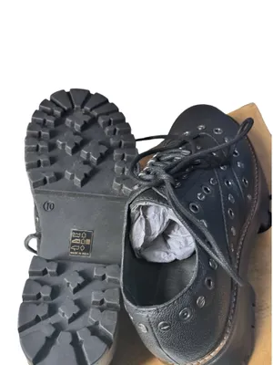 oobash Black Lucy 1990 Repro Leather Studded Lace Up Chunky Platforms Sz 10 $150 thumbnail 9