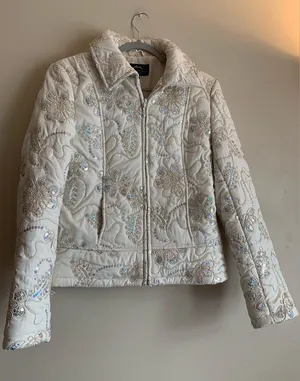 Montanaco NWOT Jacket Coat Sparkling Western Style Women Size Small Cream thumbnail 1