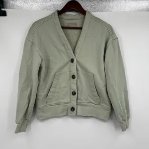 Everlane sage green The Organic Cotton Varsity Cardigan sweater front button XS thumbnail 2