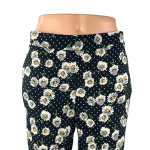 Zara Women's Black Floral Polka Dots High Rise Cropped Trousers Pants Size M thumbnail 3
