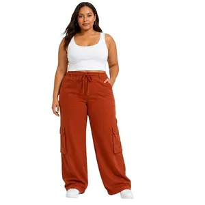 Time and Tru Womens Cargo Pants Size 18 Short Auburn Sun Drawstring Wide Leg thumbnail 2