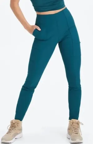 Fabletics NWT Midnight Wave Teal High Waisted Hybrid Cargo Pants Size Small thumbnail 1