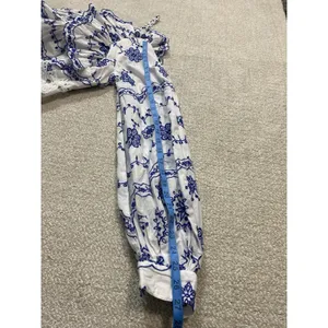 ASOS EDITION White Blue Embroidered Maxi Dress Lace Long Sleeve US 2 . thumbnail 12