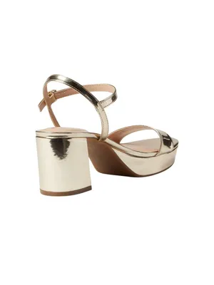 NWT Bandolino Pennie Platform Block Heel Sandals BNPENNIE3 Platino Gold 6M thumbnail 5