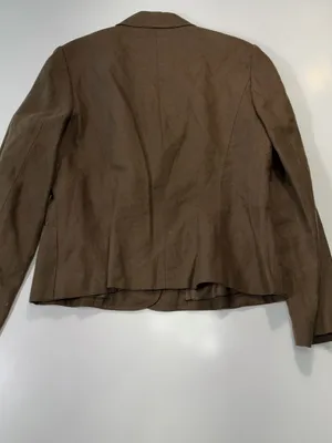 Talbots 100% Linen Brown Tailored Blazer Size 10 thumbnail 8