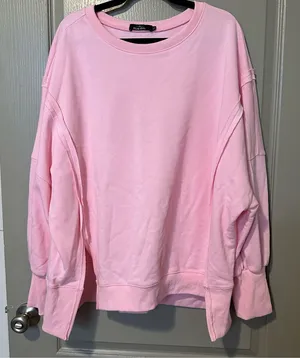 Pink Oversized Sweatshirt Trendy Queen XL BarbieCore Fall Cozy Lounge Streetwear thumbnail 1