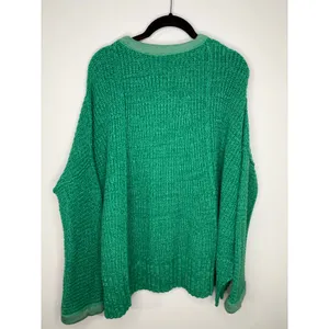Free People Take Over Me Sweater XS/S Green V-Neck Oversized Woven Pullover thumbnail 3