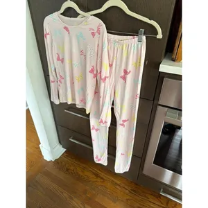 whimsical bow pink soft pajama set women's XS‎ thumbnail 3
