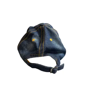 Women's Blue Rhinestone Bling Chambray Y2k Denim Jean Strapback Hat Cap OS thumbnail 3
