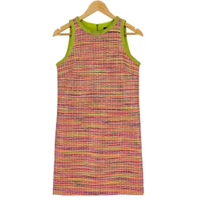 Alex Marie Tweed Shift Dress 4 Pink Lime Green Textured Sleeveless Stripe Knit‎ thumbnail 2