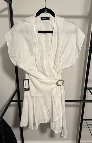 Etiquette Boutique White Wrap Dress thumbnail 1