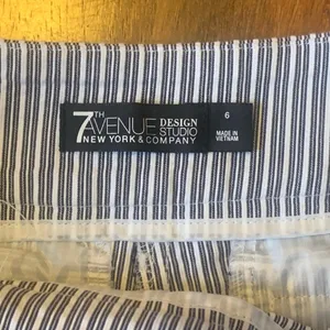 7th Avenue New York & Company Shorts 6 Navy Blue and white pinstripes Nautical thumbnail 2
