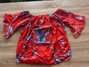 Red Floral Peasant Blouse Size none thumbnail 6