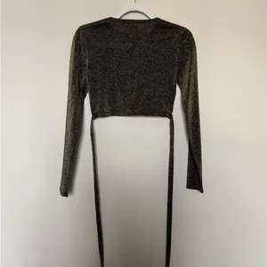 Reformation Black and Gold Long Sleeve Crop Top thumbnail 5