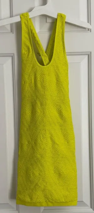 Bebe Textured Cross Over Mini Bodycon Dress - Size S - Neon Yellow - NWT‎ thumbnail 1