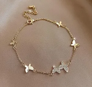 Butterfly CZ Stone Bracelet Gold thumbnail 2
