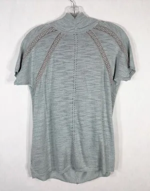 Anthropologie‎ Knitted Knotted Small Top Knit Sparkly Gray Blue Cowl Crochet 392 thumbnail 1