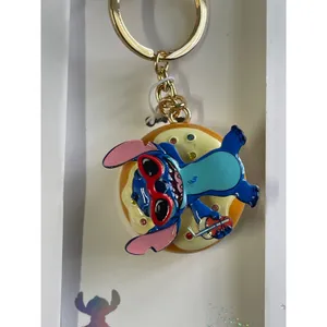 Disney Stitch Donut Floatie Spinner Keychain Charm Clip Gold Tone Sunglasses NEW thumbnail 14
