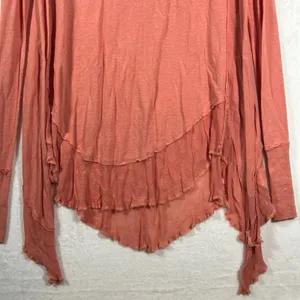 Free People We The Free Pinched Cheeks Linen Blend Tunic Top Coral‎ Pink Small thumbnail 8