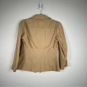 Theory Tan Linen Blend Tie Front Blazer Jacket Womens 2 Short‎ Peak Lapel thumbnail 7