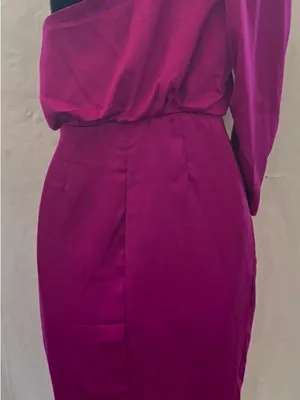 DO+BE One-Shoulder Ruched Cocktail Dress in Deep Fuchsia thumbnail 4