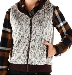 Patagonia Women’s Conejo Vest Hooded Fleece Fuzzy Full Zip in Java Brown Size S thumbnail 2