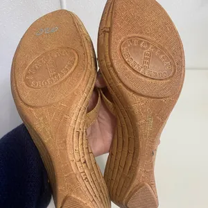 Italian Shoemakers Shoes corked wedge heel navy & tan size 8.5 thumbnail 3