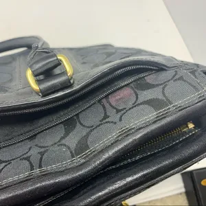 Coach Signature Hampton Black Monogram Canvas Leather Handbag thumbnail 7