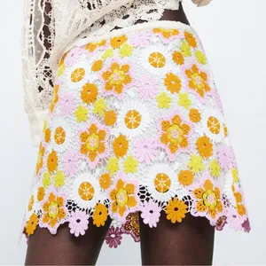 Zara Floral Crochet Mini Skirt Xs thumbnail 3