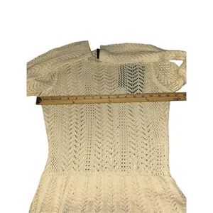 NWT Cynthia Rowley Pointelle Knit Peplum Sweater Dress Cream Size M thumbnail 5
