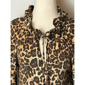 Especia Palmar Leopard Dress Women Small Brown Tassel Tiered Mini Animal‎ Anthro thumbnail 7