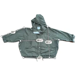 Zara Hooded Utility Jacket Women L Green Excellent Oversized Snap Rain Anorak thumbnail 7
