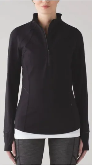 Lululemon Fresh Tracks 1/2 Zip Pullover Top Women's 10 Black Running Jacket Soft thumbnail 1