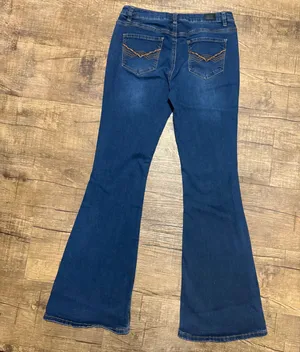 Flamingals by Flamingo Flare Bootcut Western Dark Wash Denim Jeans M thumbnail 4