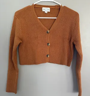 jun & ivy sweater Cropped Cardigan Juniors Small Camel thumbnail 1