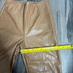 Abercrombie & Fitch Vegan Leather Pull On Leggings in Camel Tan Size Small Long thumbnail 6