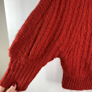 Free People Size S‎ Cardigan Sweater Red Wool Blend Long Dolman Sleeve Cowl Neck thumbnail 5