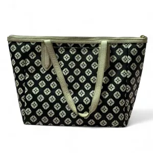 Fossil Tote Bag‎ Black White Geometric Print Coated Canvas Purse Handbag thumbnail 3