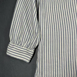 Aerie Tunic Blouse Womens Large Blue White Stripe Ruffle V Neck 3/4 Sleeve thumbnail 6