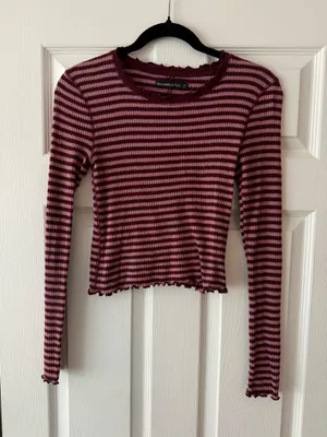 Abercrombie Striped Crop Ribbed Longsleeve thumbnail 1