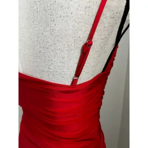 Lulus One Shoulder Maxi Dress Red Satin Asymmetrical Hem sz Small Party Wedding thumbnail 6