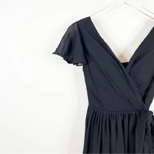 Lavetir Long Chiffon V-Neck Bridesmaid Dress Women's Size 2 Black‎ Slit Formal thumbnail 4