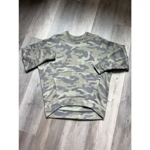 Express Camo Pocket Pullover Fleece Sweatshirt XS Oversized Cozy Streetwear thumbnail 2