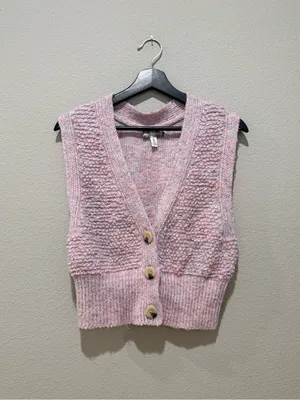 Urban Outfitters Lavender Purple V-Neck Button Crop Sweater Vest Size M thumbnail 3