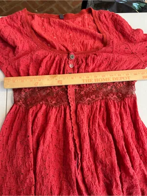 Y2k Free People Red Snap‎ Front Lace Long Sleeve Size medium Victorian feminine thumbnail 5