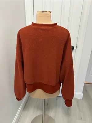 Nike Oversized Fleece Crop Crewneck Sweatshirt Rust thumbnail 3