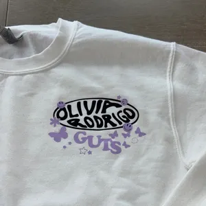 Gildan Olivia Rodrigo White Sweatshirt with Purple Graphic thumbnail 2
