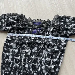 Miley Cyrus Max Azria Tunic Womens Small Black White Drawstring Georgette Sheer thumbnail 7