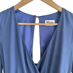 Show Me Your Mumu Rocky Romper Navy Blue Long Sleeve Ruffle Hem‎ Medium MF5-04 thumbnail 10